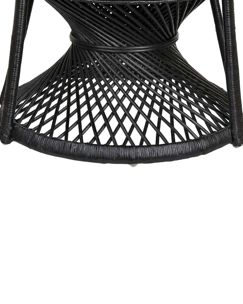 Beliani Riikinkukkotuoli Rottinki Musta Emmanuelle Clearance