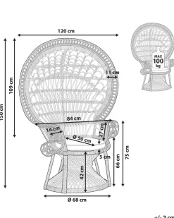 Beliani Riikinkukkotuoli Rottinki Musta Emmanuelle Clearance