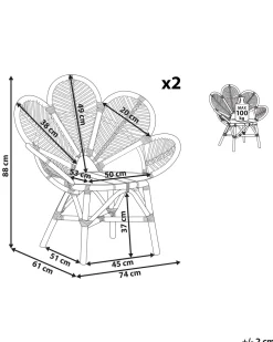 Beliani Riikinkukkotuoli Rottinki Luonnonvari 2 Kpl Florentine Ii Best