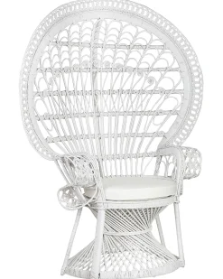 Beliani Riikinkukkotuoli Rottinki Valkoinen Emmanuelle Discount