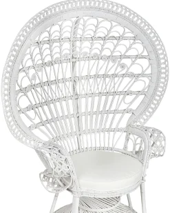 Beliani Riikinkukkotuoli Rottinki Valkoinen Emmanuelle Discount