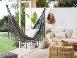 Beliani Riippumatto Puutarhaan Puuvillaa Harmaa Rocca Sale