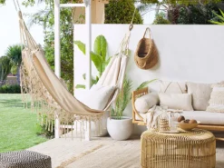 Beliani Riippumatto Puuvilla Beige Rocca New