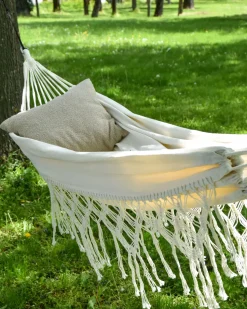 Beliani Riippumatto Puuvilla Beige Rocca New