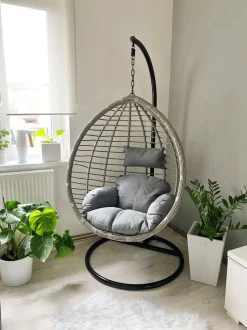 Beliani Riipputuoli Jalustalla Polyrottinki Harmaa Tollo Best