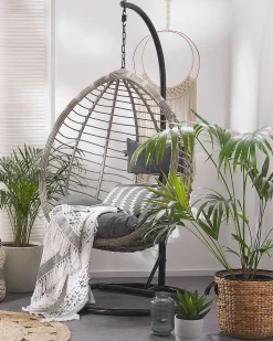 Beliani Riipputuoli Jalustalla Polyrottinki Harmaa Tollo Best