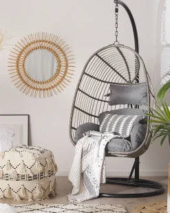 Beliani Riipputuoli Jalustalla Polyrottinki Harmaa Casoli Fashion