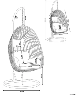 Beliani Riipputuoli Jalustalla Polyrottinki Harmaa Casoli Fashion