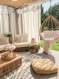 Beliani Riipputuoli Jalustalla Polyrottinki Luonnonvari Arsita Shop