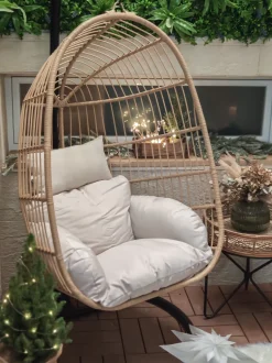 Beliani Riipputuoli Jalustalla Polyrottinki Luonnonvari Casoli Flash Sale