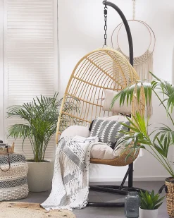 Beliani Riipputuoli Jalustalla Polyrottinki Luonnonvari Casoli Flash Sale