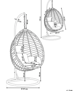 Beliani Riipputuoli Jalustalla Polyrottinki Musta Tollo Outlet