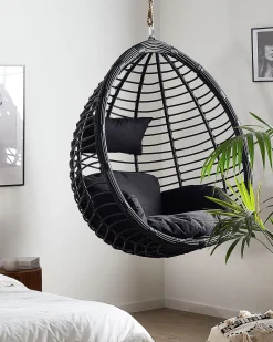 Beliani Riipputuoli Jalustalla Polyrottinki Musta Tollo Outlet