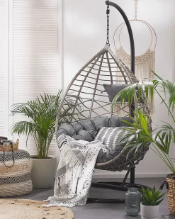 Beliani Riipputuoli Jalustalla Polyrottinki Harmaa Arsita Online