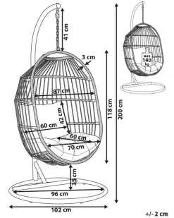 Beliani Riipputuoli Jalustalla Polyrottinki Luonnonvari Alba Discount