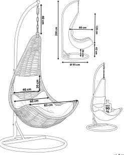 Beliani Riipputuoli Jalustalla Polyrottinki Musta Atri Fashion