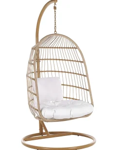 Beliani Riipputuoli Jalustalla Polyrottinki Beige Allera Store