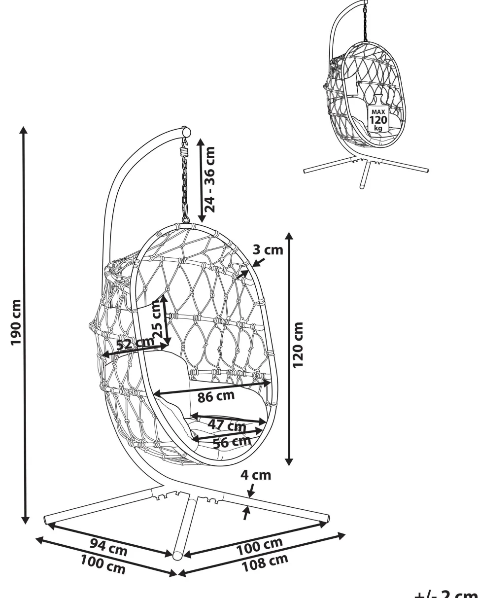 Beliani Riipputuoli Jalustalla Teras Valkoinen Adria Discount