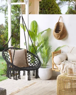 Beliani Riipputuoli Puuvilla Musta Gabella Sale