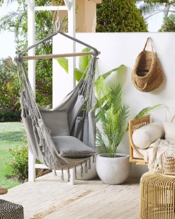 Beliani Riipputuoli Puuvilla Vaaleanharmaa Bonea New