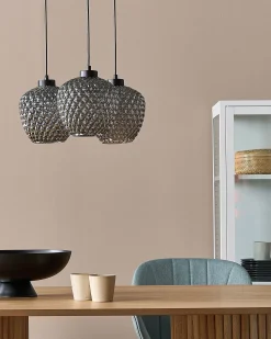 Beliani Riippuvalaisin 3 Polttimoa Lasi Harmaa Sherry Cheap