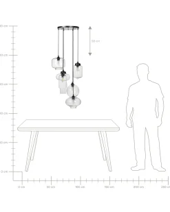 Beliani Riippuvalaisin 6 Polttimoa Lasi Kirkas Bemboka New