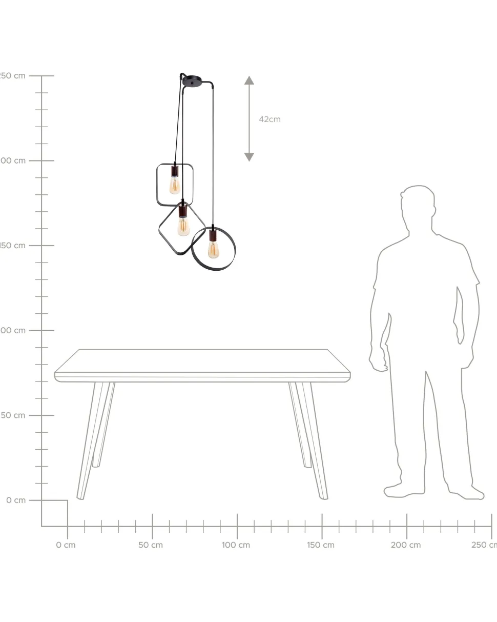 Beliani Riippuvalaisin 3 Polttimoa Metalli Musta Vomano Fashion