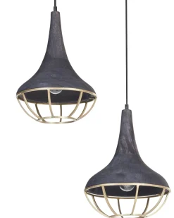 Beliani Riippuvalaisin 2 Polttimoa Mangopuu Musta/Messinki Bagmati Cheap