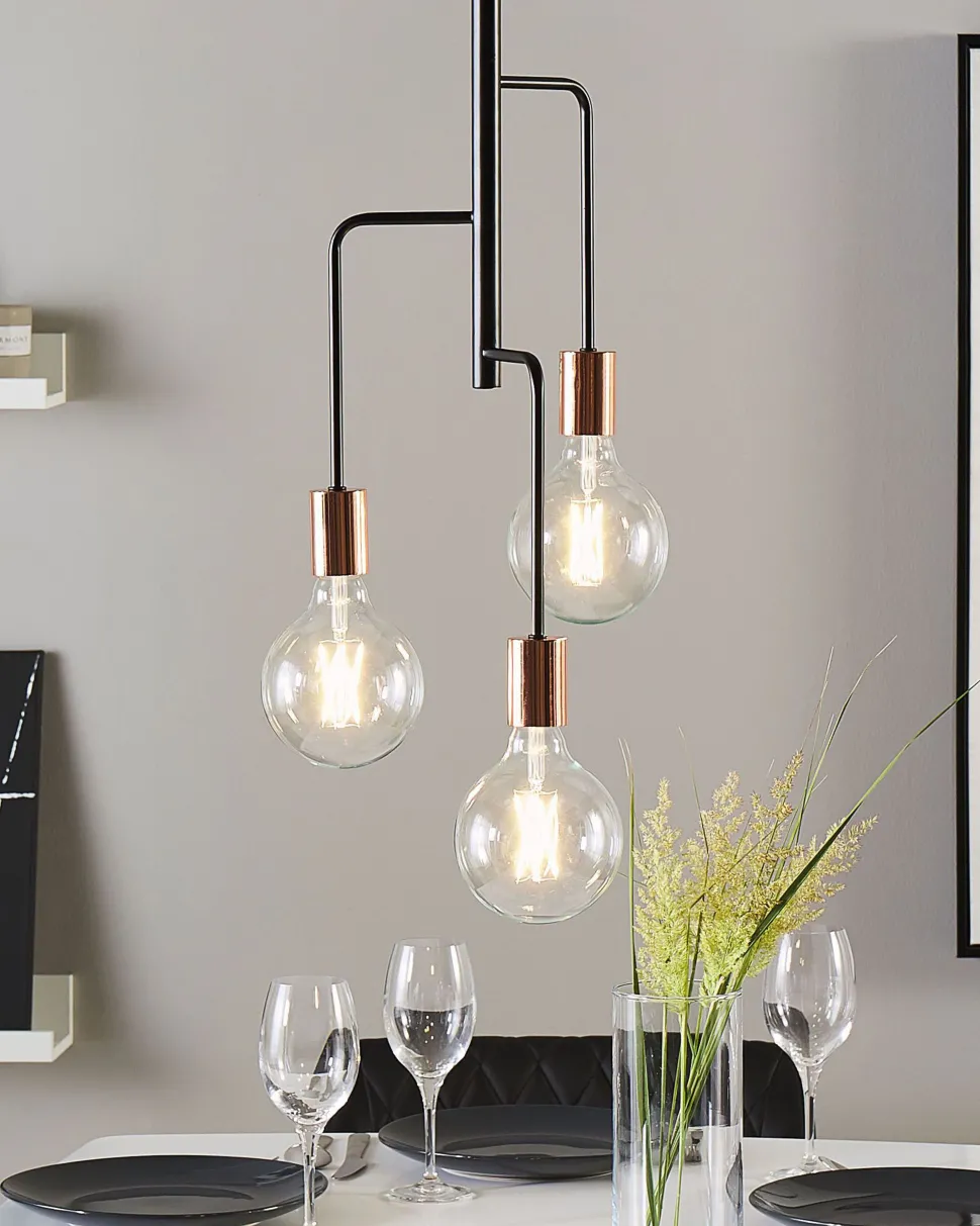 Beliani Riippuvalaisin 3 Polttimoa Metalli Musta Bogna Hot