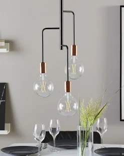 Beliani Riippuvalaisin 3 Polttimoa Metalli Musta Bogna Hot