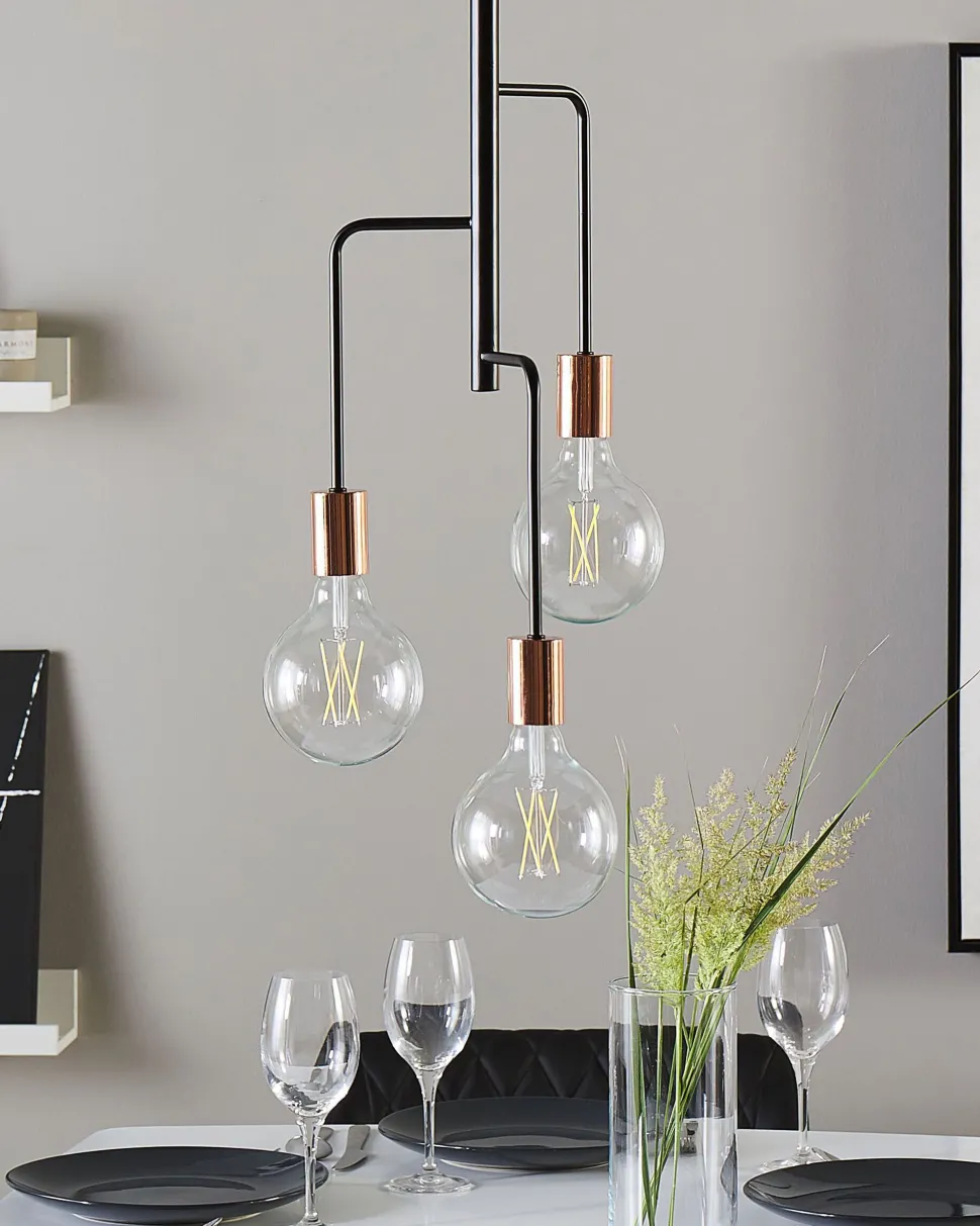 Beliani Riippuvalaisin 3 Polttimoa Metalli Musta Bogna Hot