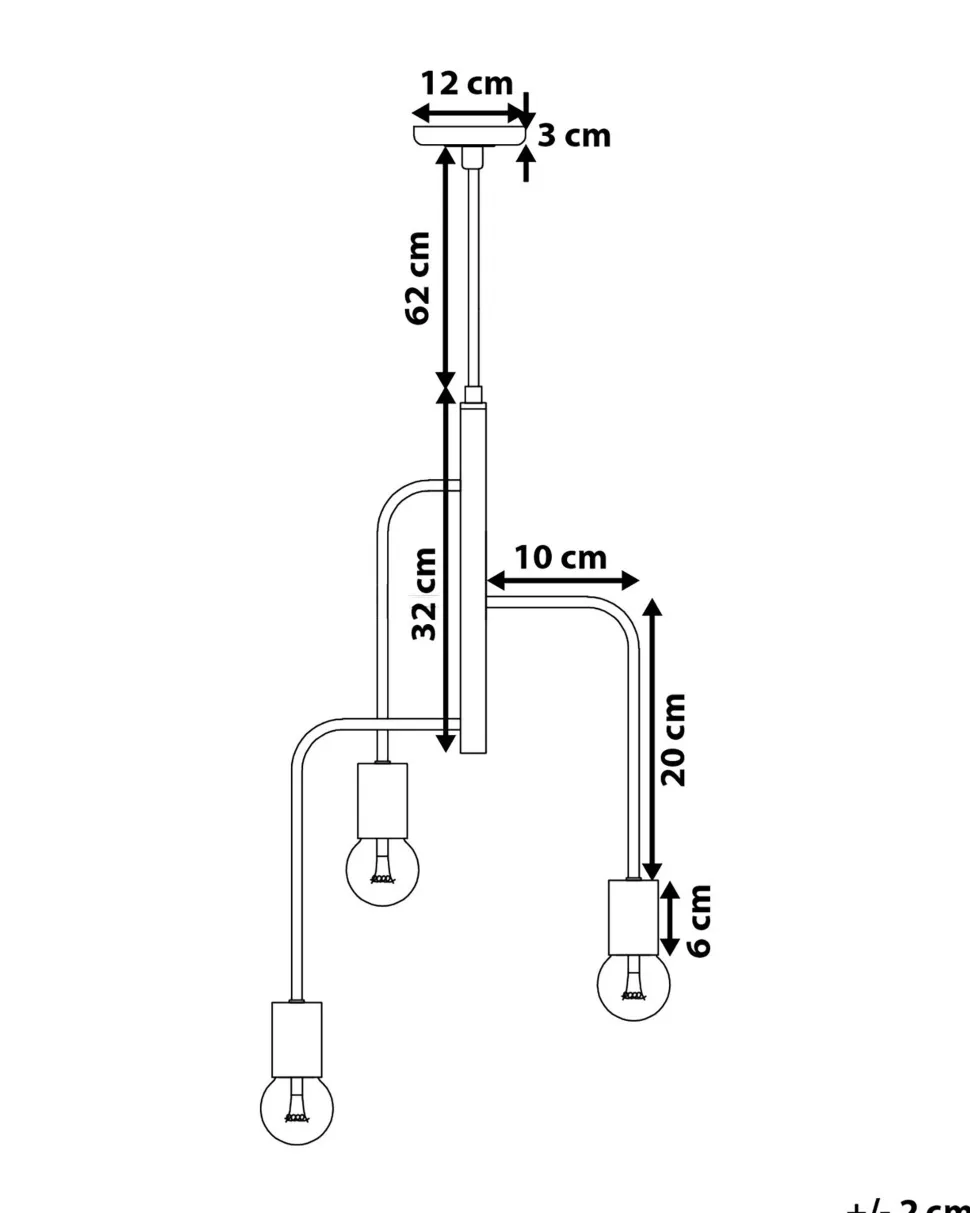 Beliani Riippuvalaisin 3 Polttimoa Metalli Musta Bogna Hot