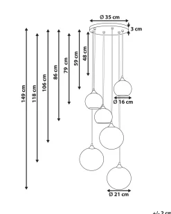 Beliani Riippuvalaisin 6 Polttimoa Lasi Monivarinen Tooma Shop