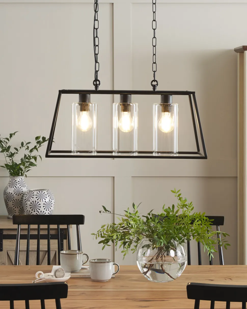 Beliani Riippuvalaisin 3 Polttimoa Rauta Musta Muger Store
