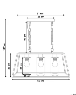 Beliani Riippuvalaisin 3 Polttimoa Rauta Musta Muger Store