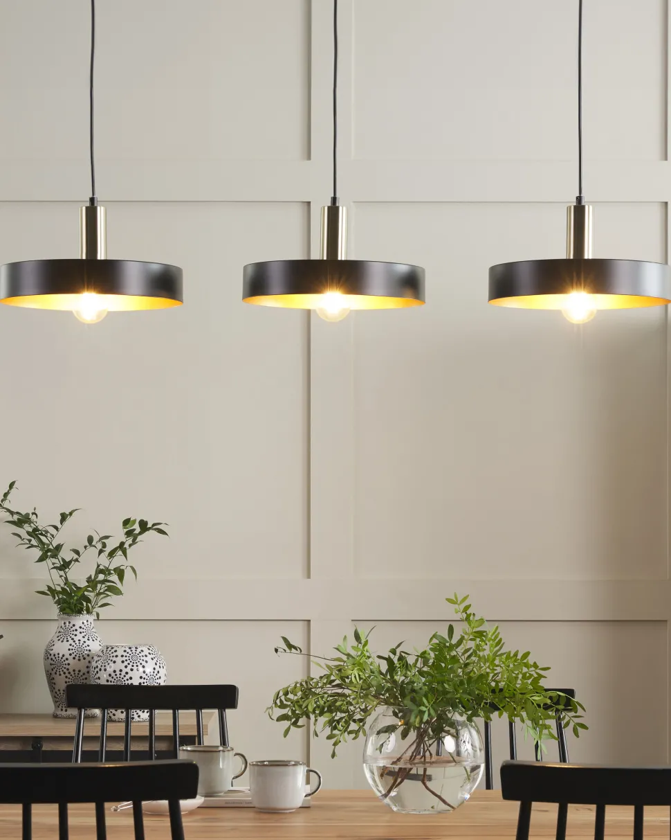 Beliani Riippuvalaisin 3 Polttimoa Metalli Musta Harena Flash Sale