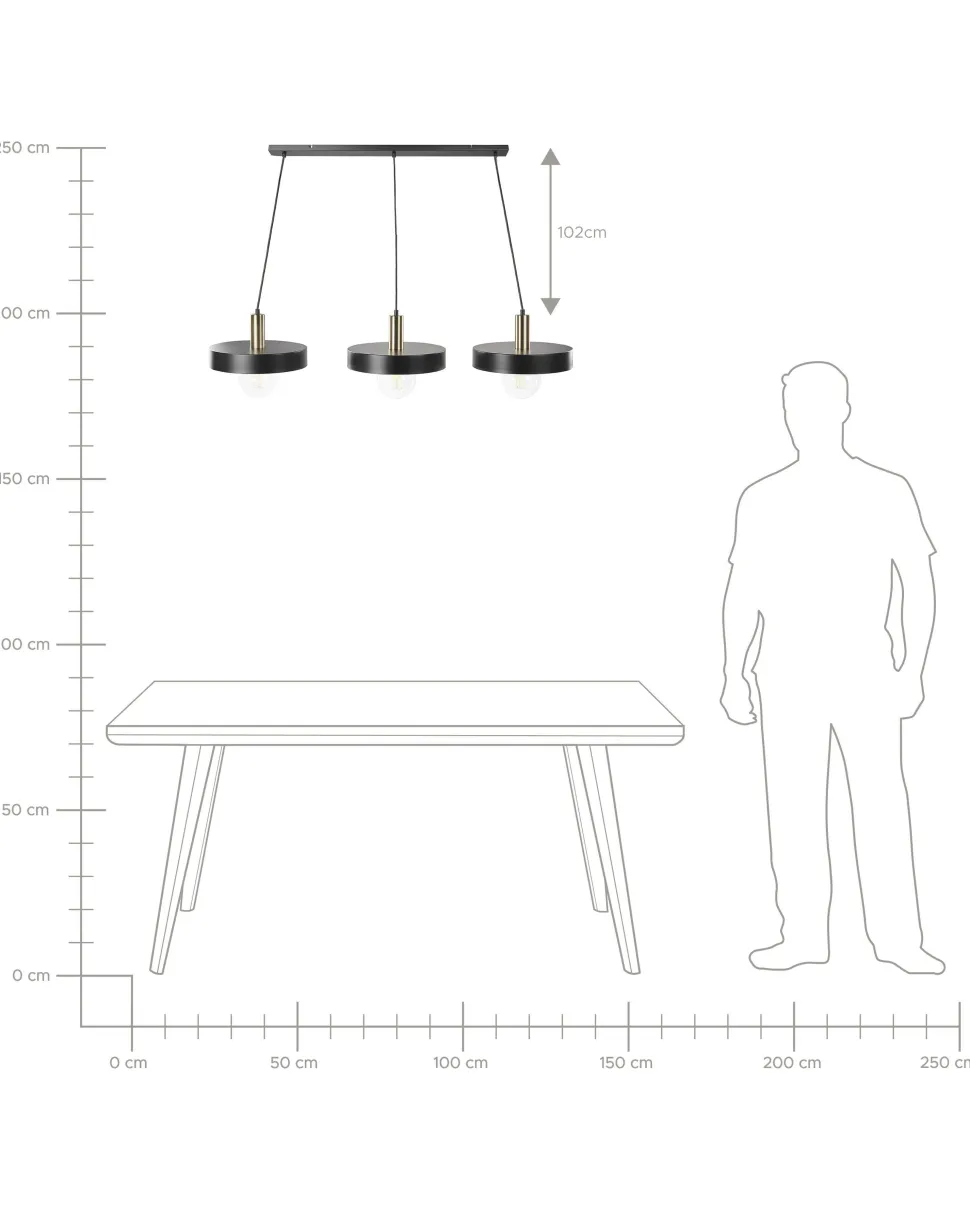 Beliani Riippuvalaisin 3 Polttimoa Metalli Musta Harena Flash Sale