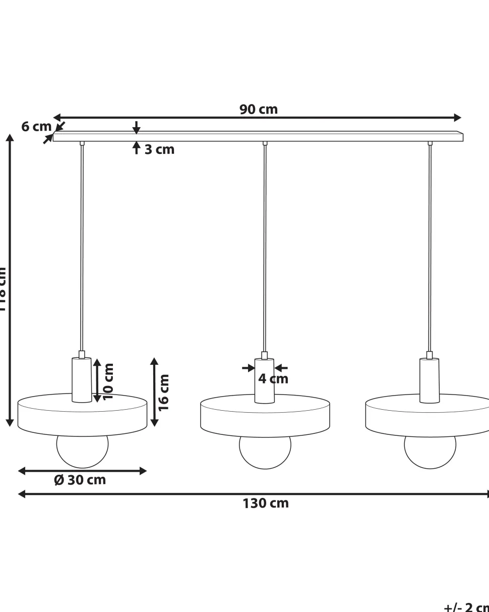 Beliani Riippuvalaisin 3 Polttimoa Metalli Musta Harena Flash Sale