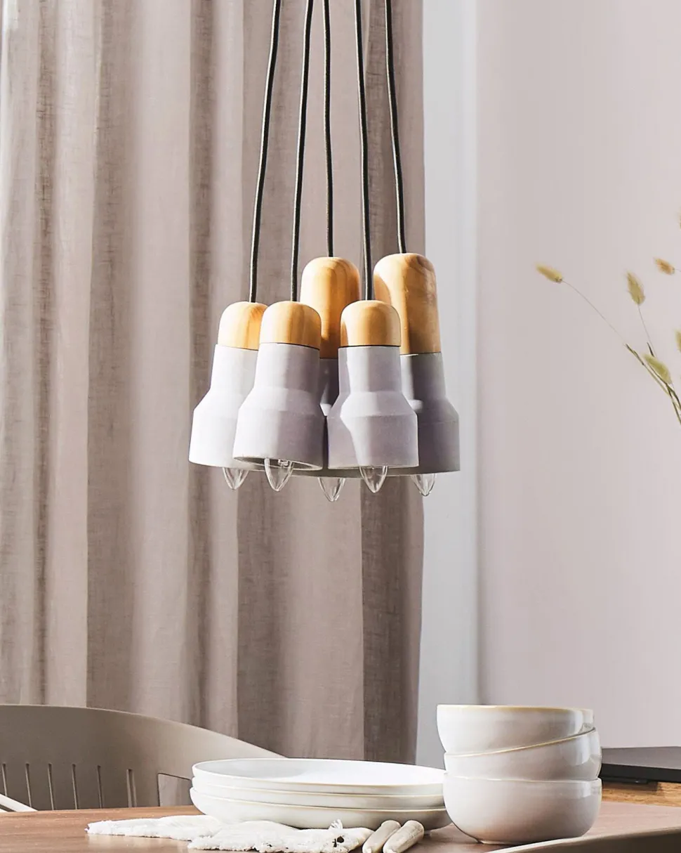 Beliani Riippuvalaisin 5 Polttimoa Betoni Vaaleanharmaa Apure Online
