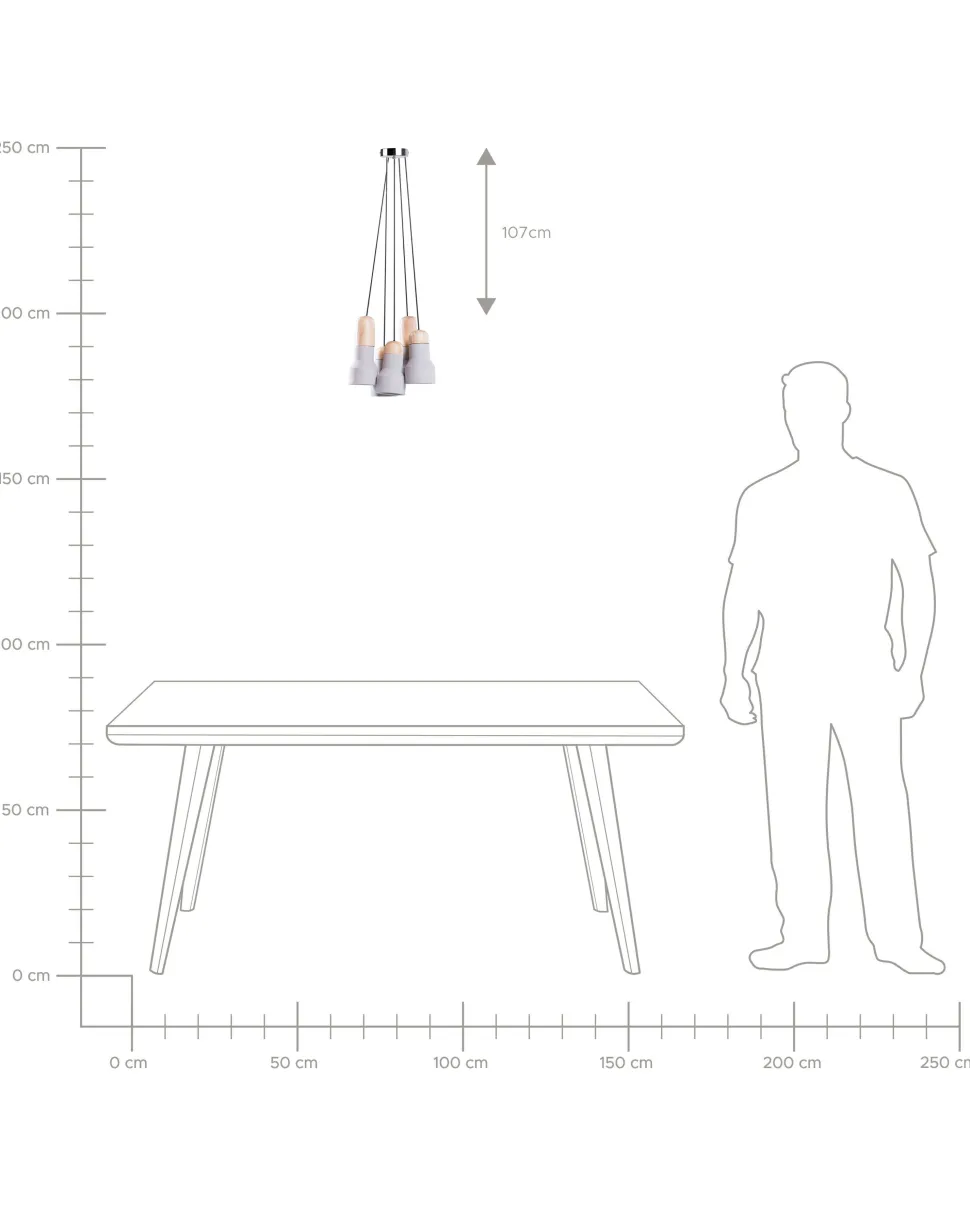 Beliani Riippuvalaisin 5 Polttimoa Betoni Vaaleanharmaa Apure Online