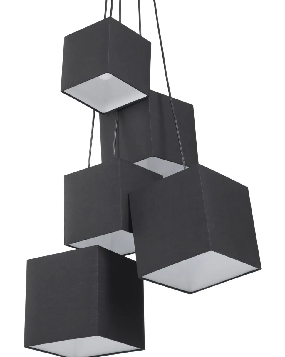 Beliani Riippuvalaisin 5 Polttimoa Kangas Musta Mesta Best Sale