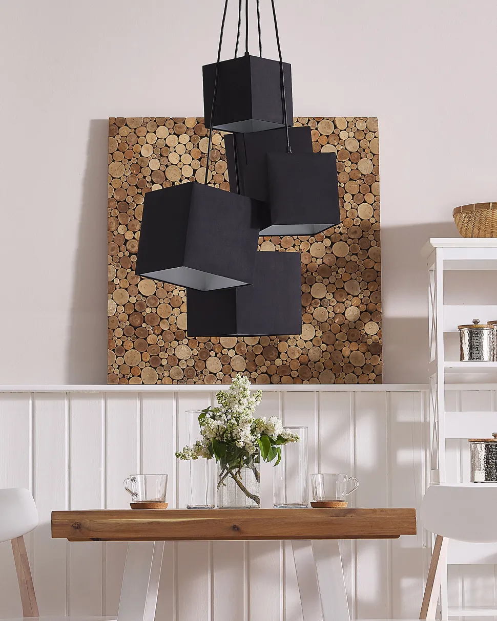 Beliani Riippuvalaisin 5 Polttimoa Kangas Musta Mesta Best Sale