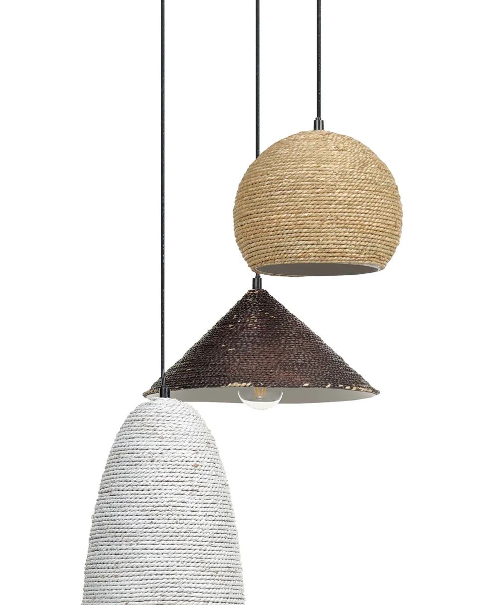 Beliani Riippuvalaisin 3 Polttimoa Olki Monivarinen Endrick Best Sale