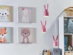 Beliani Riippuvalaisin 3 Polttimoa Rauta Vaaleanpunainen Rabbit Discount