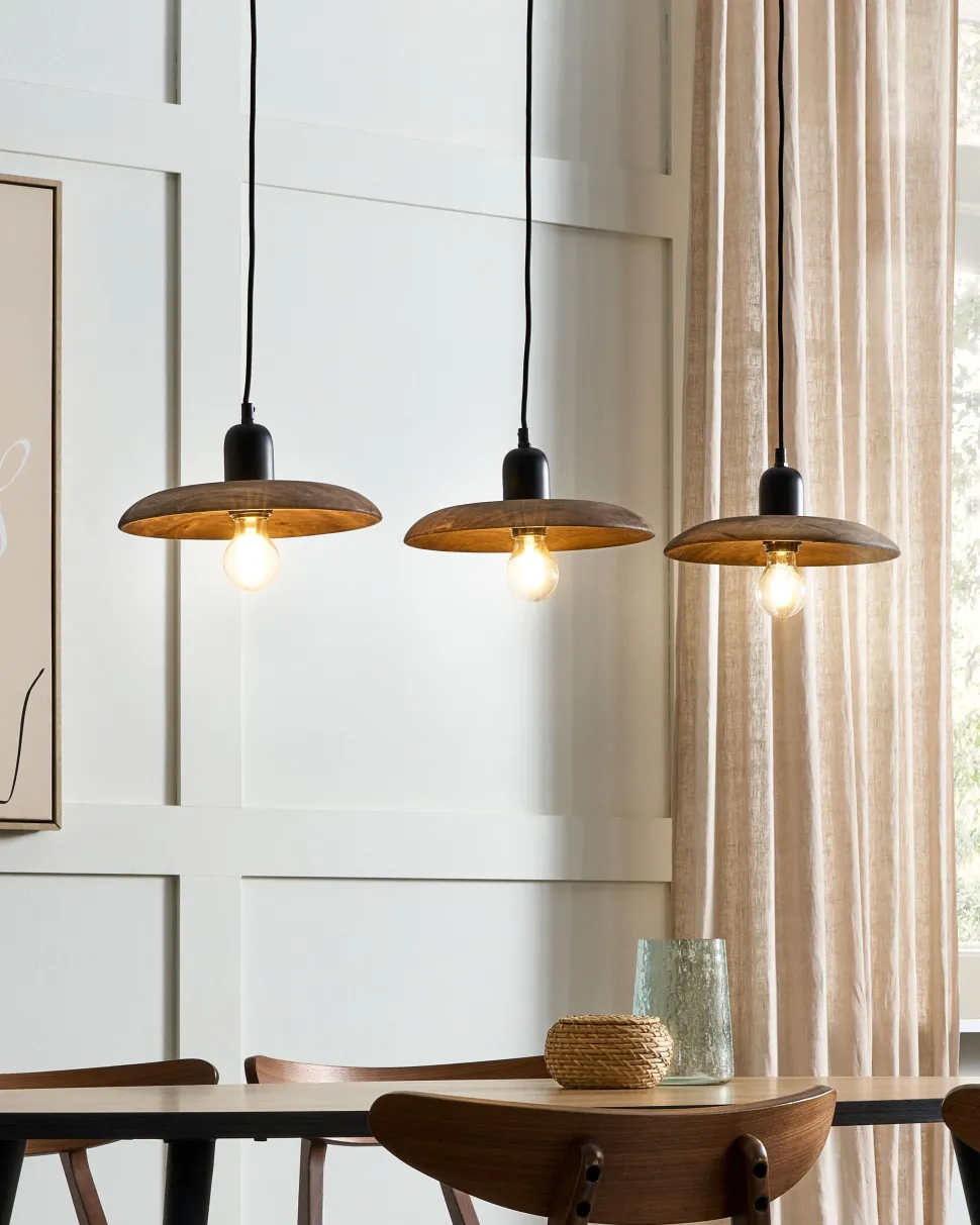 Beliani Riippuvalaisin 3 Polttimoa Mangopuu Tumma Puu Manjeera Hot