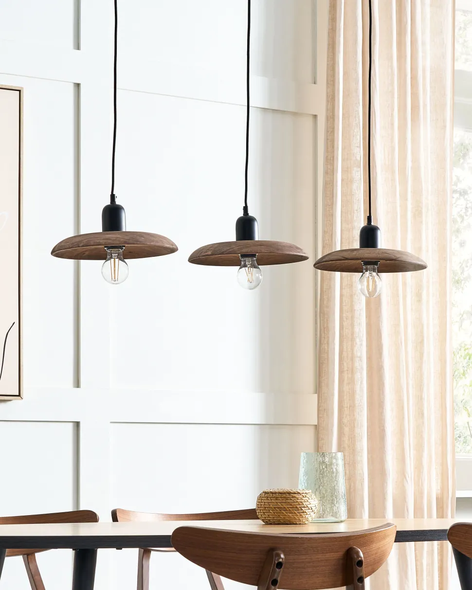 Beliani Riippuvalaisin 3 Polttimoa Mangopuu Tumma Puu Manjeera Hot