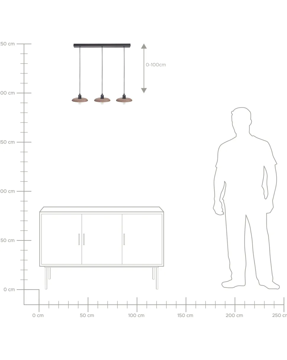 Beliani Riippuvalaisin 3 Polttimoa Mangopuu Tumma Puu Manjeera Hot