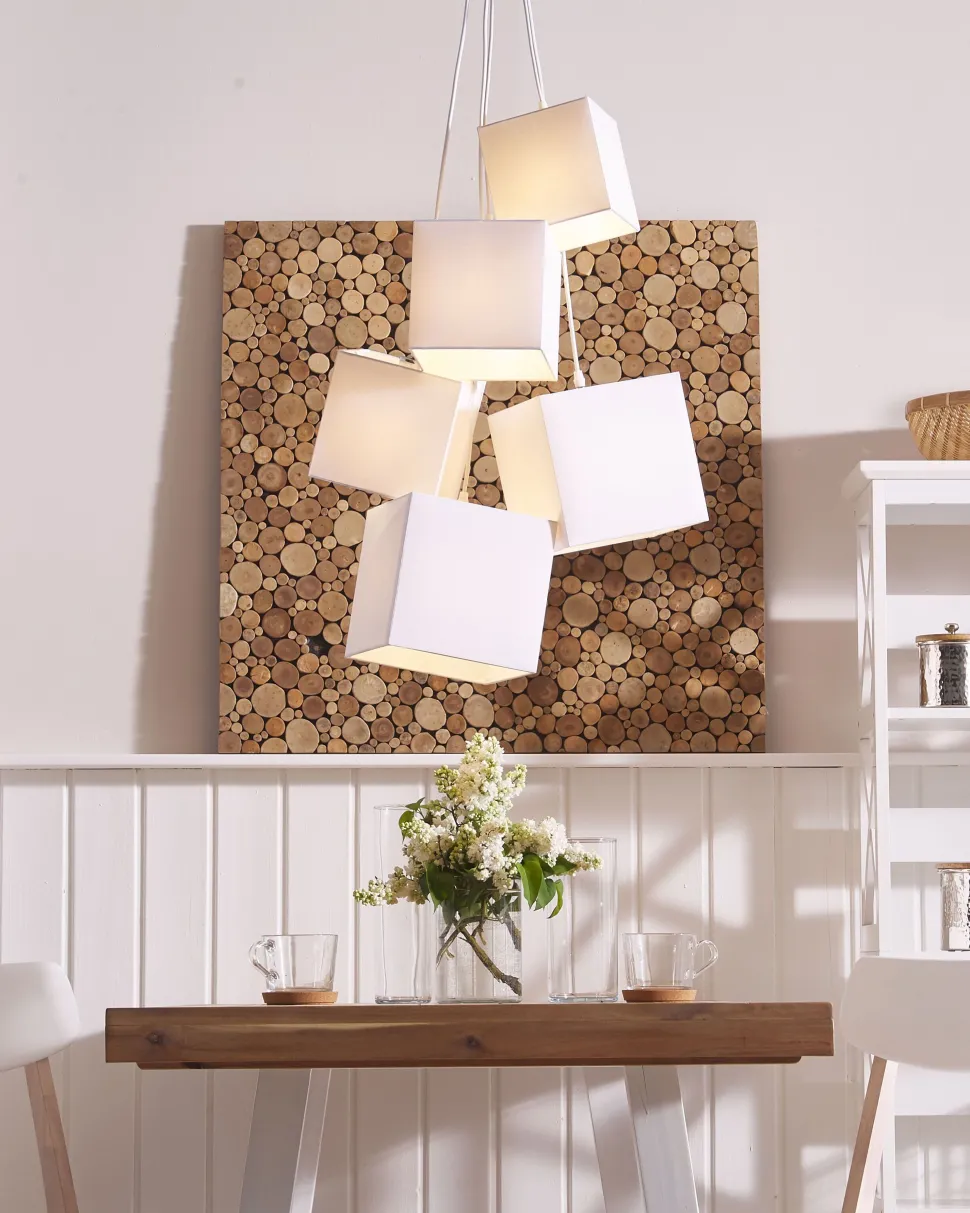 Beliani Riippuvalaisin 5 Polttimoa Kangas Valkoinen Mesta Cheap