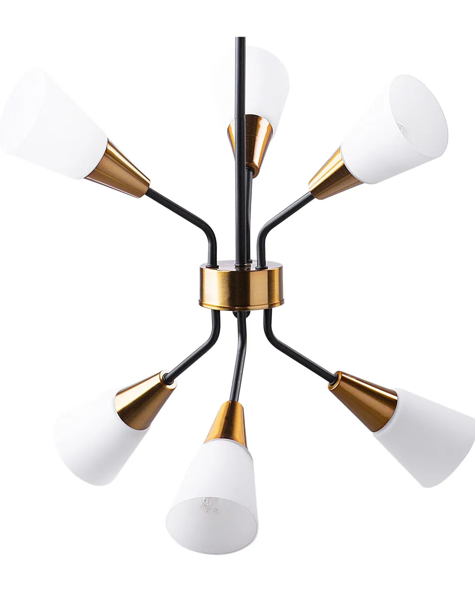 Beliani Riippuvalaisin 6 Polttimoa Metalli Valkoinen/Kulta Aroyo Flash Sale