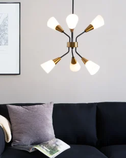 Beliani Riippuvalaisin 6 Polttimoa Metalli Valkoinen/Kulta Aroyo Flash Sale